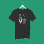 Love with boot youth girls black t-shirt on a hanger