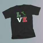 Love with boot youth girls black t-shirt on a table