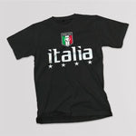 Italia soccer youth black t-shirt on a table