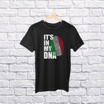 It's in my DNA Italian youth black t-shirt on a hanger