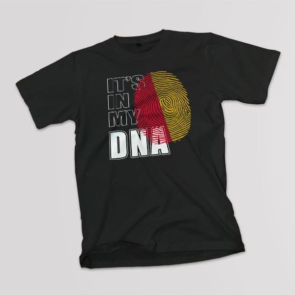 It's in my DNA Sicilian youth black t-shirt on a table