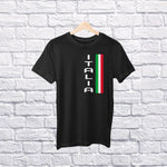 Vertical Italia youth black t-shirt on a hanger