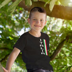 Vertical Italia youth black t-shirt on a boy