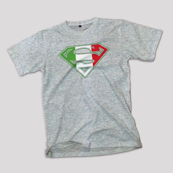 Superman youth gray t-shirt on a table