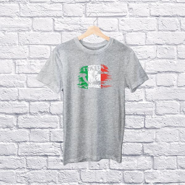 Italian paint with boot youth gray t-shirt on a hanger