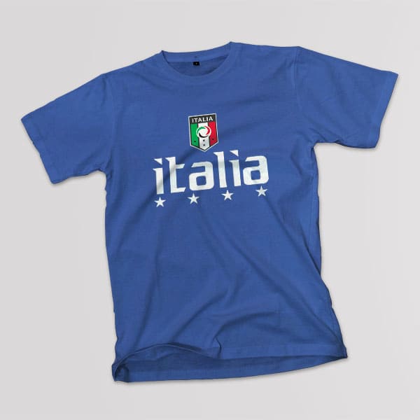 Italia soccer youth navy t-shirt on a table