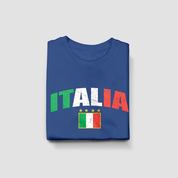 Distressed Italia soccer youth navy t-shirt folded