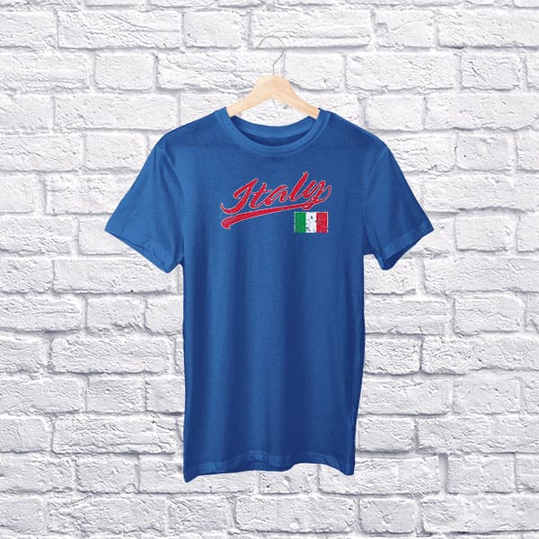 Italy baseball youth navy t-shirt on a hanger