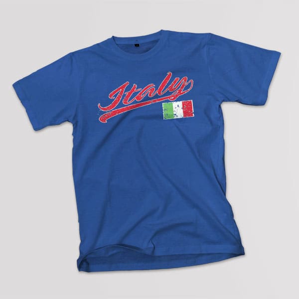 Italy baseball youth navy t-shirt on a table