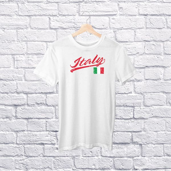 Italy baseball youth white t-shirt on a hanger