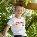 Italy baseball youth white t-shirt on a boy