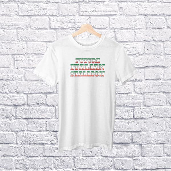 Future Italian Stallion youth white t-shirt on a hanger