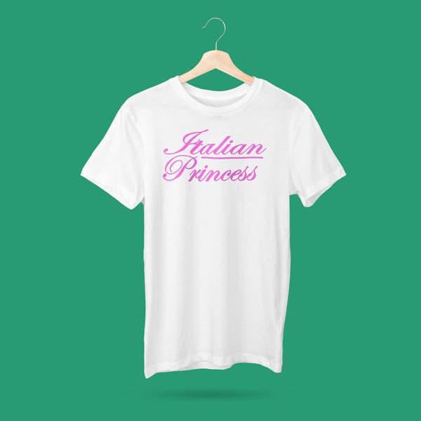 Pink Italian princess youth girls pink t-shirt on a hanger