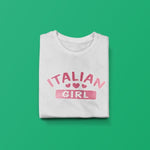 Pink glitter Italian girl youth girls white t-shirt folded