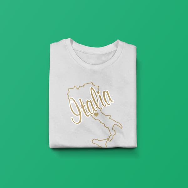 Italia gold foil map youth girls white t-shirt folded
