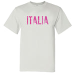 Distressed Pink Italia Glitter White T-Shirt