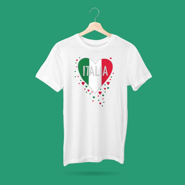 Italia hearts youth girls white t-shirt on a hanger