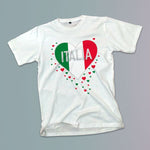 Italia hearts youth girls white t-shirt on a table