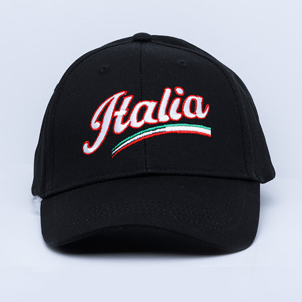 HT222-Italia Embroidered Baseball Hat (Black)