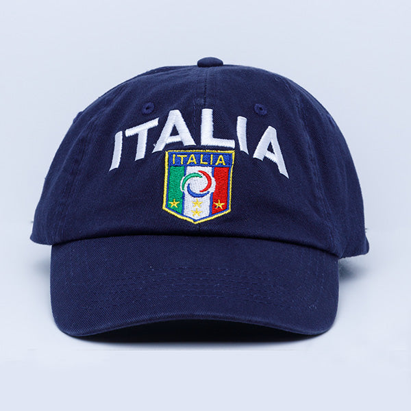 HT249-Italia Soccer Embroidered Baseball Hat (Blue)